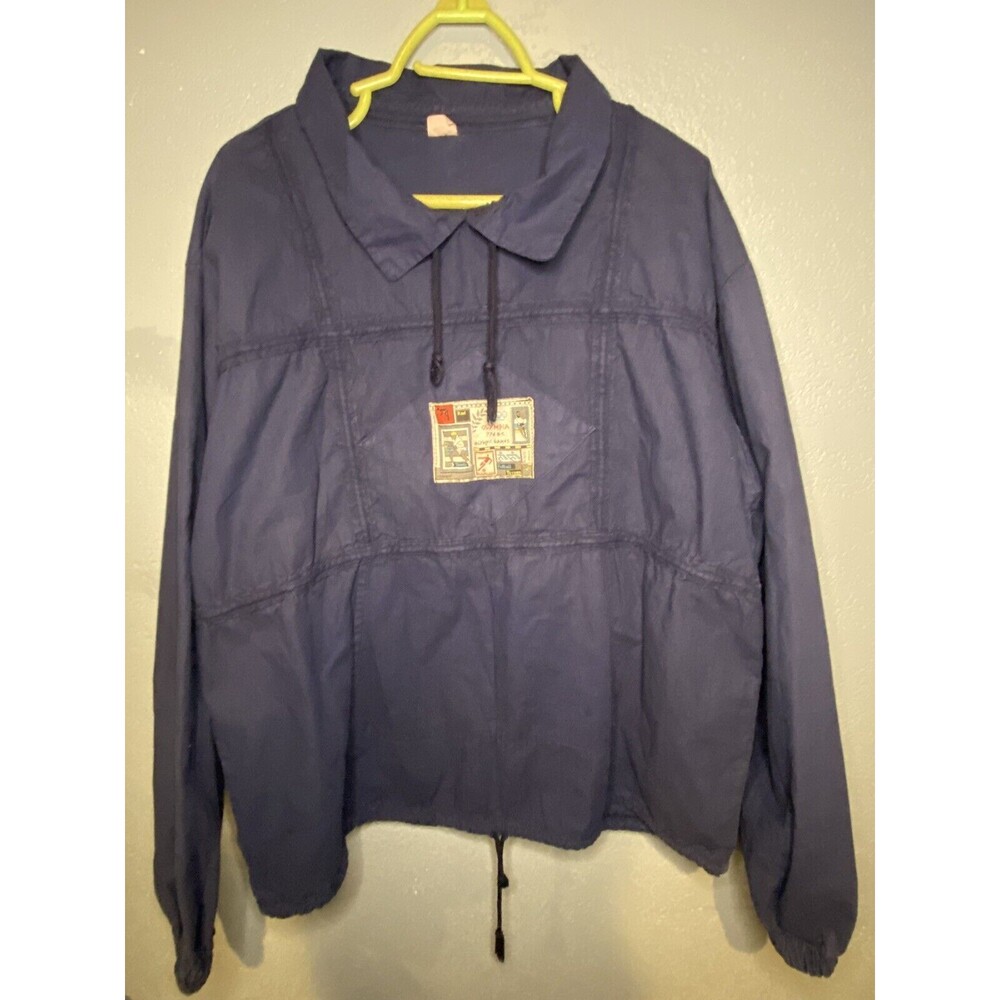 Vintage Olympic Games Olympia Greece Sports Pullover Jacket Blue One Size (XL)